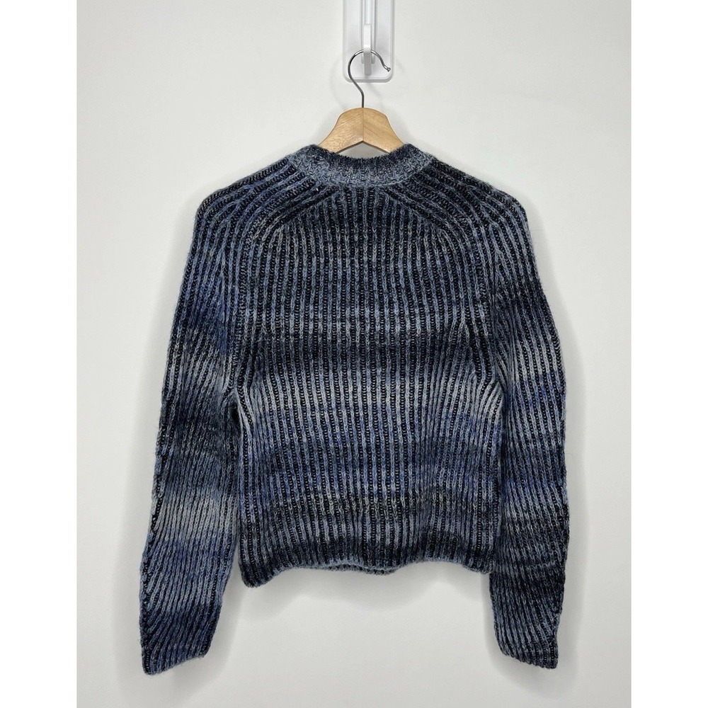 Naadam Ribbed Space Dye Sweater Small Blue Wool Cashmere Alpaca Raglan Jumper - Picture 2 of 9